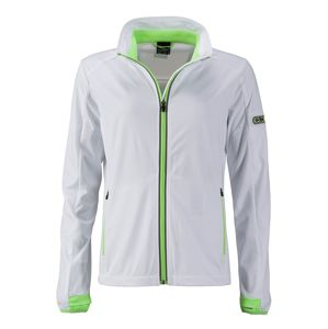 James & Nicholson Dámska športová softshellová bunda JN1125 - Bielo-žiarivo zelená | L