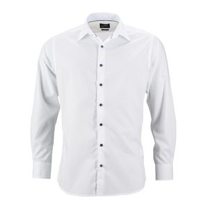 James & Nicholson Pánska biela košeľa JN648 - Biela / biela / svetlomodrá | M