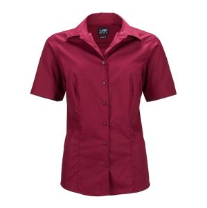 James & Nicholson Dámska košeľa s krátkym rukávom JN643 - Vínová | L