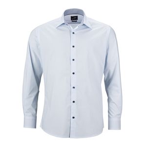 James & Nicholson Pánska luxusná košeľa Diamonds JN670 - Bílá / světle modrá | XXXL
