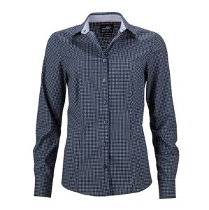 James & Nicholson Dámska luxusná košeľa Dots JN673 - Tmavomodrá / biela | XL