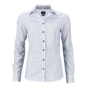 James & Nicholson Dámska luxusná košeľa Diamonds JN669 - Bílá / světle modrá | XL