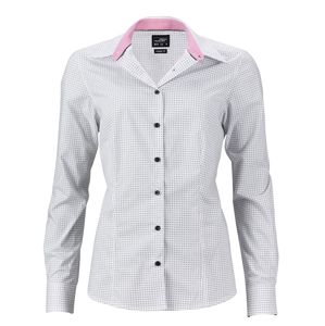 James & Nicholson Dámska luxusná košeľa Dots JN673 - Bílá / titanová | L