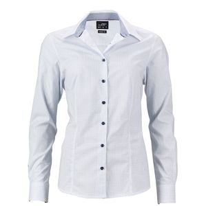 James & Nicholson Dámska luxusná košeľa Dots JN673 - Biela / svetlomodrá | XXL
