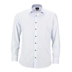 James & Nicholson Pánska luxusná košeľa Dots JN674 - Bílá / světle modrá | XXXL