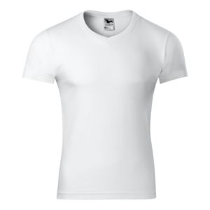 MALFINI Pánske tričko Slim Fit V-neck - Biela | M