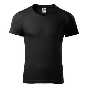 MALFINI Pánske tričko Slim Fit V-neck - Čierna | XXXL