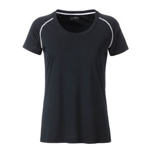 James & Nicholson Dámske funkčné tričko JN495 - Čierna / biela | XL