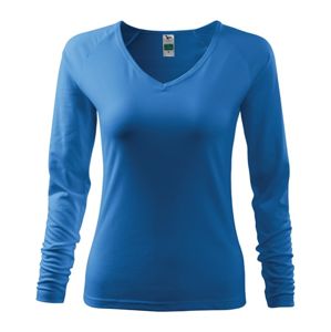MALFINI Dámske tričko s dlhým rukávom Elegance - Azúrovo modrá | XS