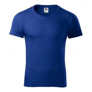 MALFINI Pánske tričko Slim Fit V-neck - Kráľovská modrá | S