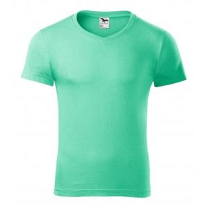 MALFINI Pánske tričko Slim Fit V-neck - Mätová | XXL