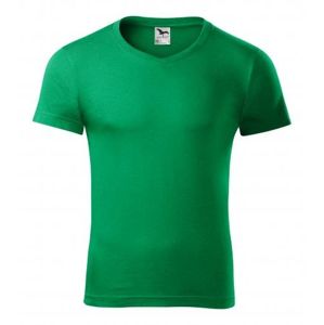 MALFINI Pánske tričko Slim Fit V-neck - Stredne zelená | XXXL