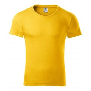MALFINI Pánske tričko Slim Fit V-neck - Žltá | XL