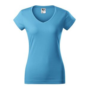 MALFINI Dámske tričko Fit V-neck - Tyrkysová | XL