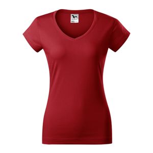 MALFINI Dámske tričko Fit V-neck - Červená | XXL
