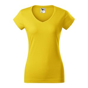 MALFINI Dámske tričko Fit V-neck - Žltá | XS