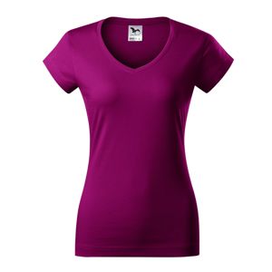 MALFINI Dámske tričko Fit V-neck - Svetlá fuchsiová | XL
