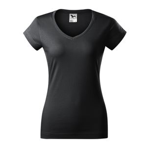MALFINI Dámske tričko Fit V-neck - Ebony gray | XS