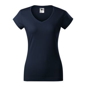 MALFINI Dámske tričko Fit V-neck - Námornícka modrá | M