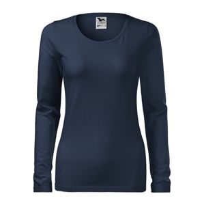 MALFINI Dámske tričko s dlhým rukávom Slim - Námornícka modrá | L