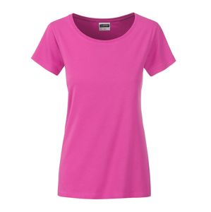 James & Nicholson Klasické dámske tričko z biobavlny 8007 - Ružová | M