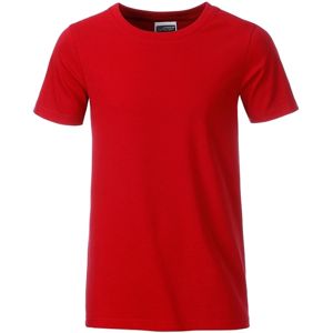 James & Nicholson Klasické chlapčenské tričko z biobavlny 8008B - Červená | M