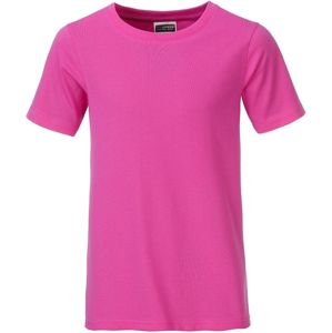 James & Nicholson Klasické chlapčenské tričko z biobavlny 8008B - Ružová | XXL