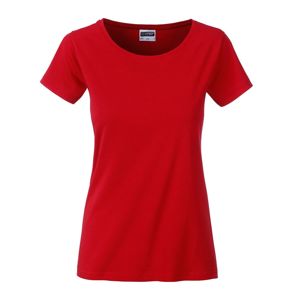 James & Nicholson Klasické dámske tričko z biobavlny 8007 - Červená | XS