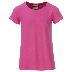 James & Nicholson Klasické dievčenské tričko z biobavlny 8007G - Ružová | XS