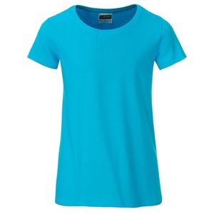 James & Nicholson Klasické dievčenské tričko z biobavlny 8007G - Tyrkysová | L