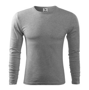 MALFINI Pánske tričko s dlhým rukávom Fit-T Long Sleeve - Tmavošedý melír | L