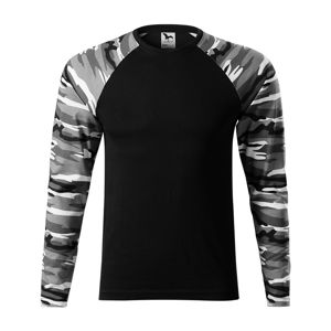 MALFINI Maskáčové tričko s dlhým rukávom Camouflage LS - Maskáčová šedá | XXXL