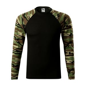 MALFINI Maskáčové tričko s dlhým rukávom Camouflage LS - Maskáčová hnedá | XXXL