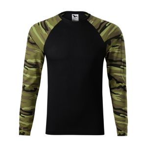 MALFINI Maskáčové tričko s dlhým rukávom Camouflage LS - Maskáčová zelená | M